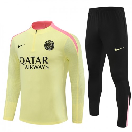 Paris Saint-Germain Sweat d'Entraînement Quarter-Zip 2024-25 Jaune Paris Saint-Germain Sweat d'Entraînement Quarter-Zip 2024-25 Jaune